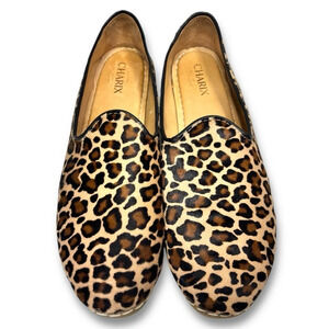Charix Mens Leopard Cowhide Hair Slip Ons Comfort Loafers Size 46